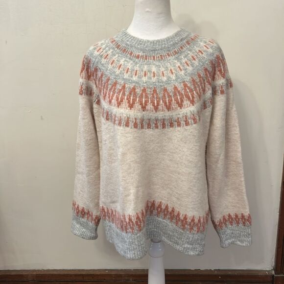 Evolution by Cyrus cream gray mauve long sleeve sweater Size XL EUC - Picture 2 of 6